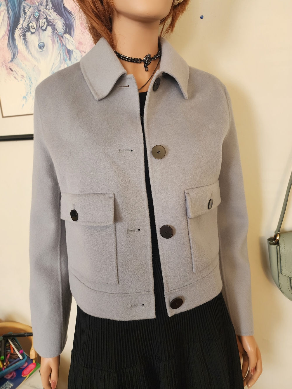 Theory Women's Classic Wool-Blend Crop Jacket - Light Gray.